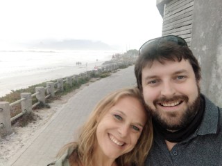 Mark and Louise at Blouberg Beach before the move